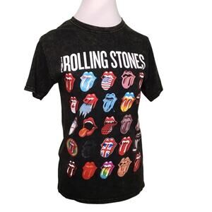 The Rolling Stones Black Multi Tongues Tshirt Size Small